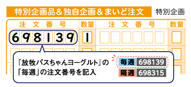 番号と数量の記入例