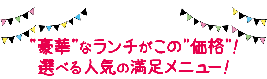 豪華なランチがこの価格!選べる人気の満足メニュー!