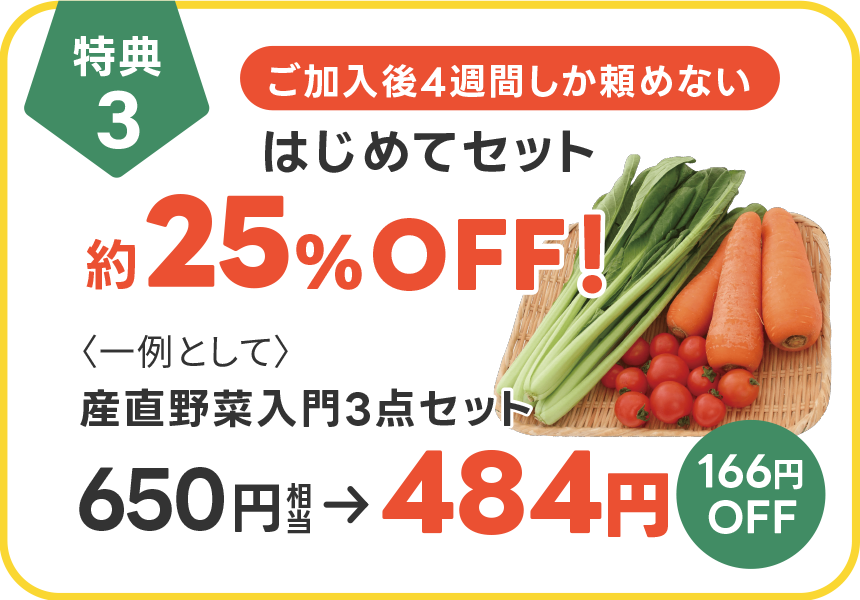 【特典3】〈ご加入後4週間しか頼めない〉はじめてセット約25%OFF!