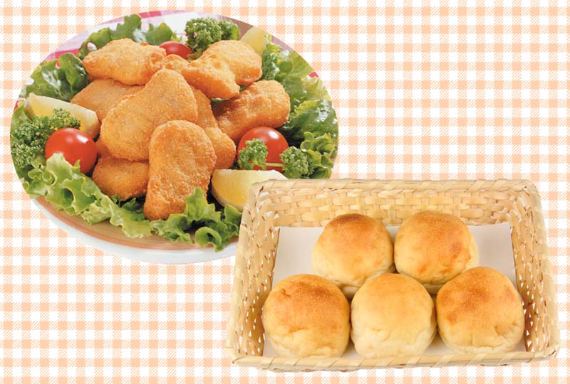 こだわりのチキンナゲット・わはわの米粉パンシリーズ