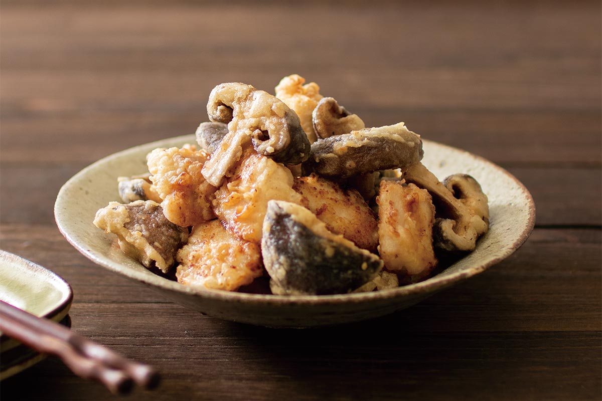 原木椎茸とムネ肉の塩から揚げ