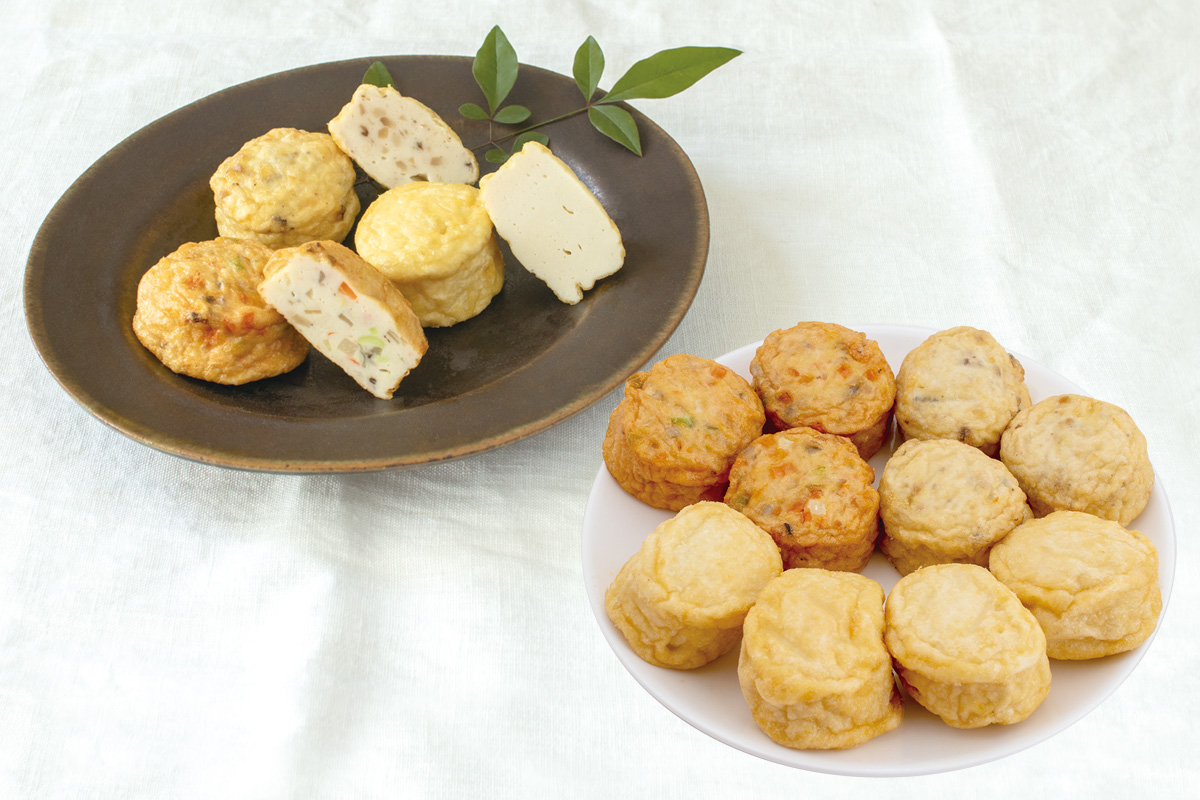 おとうふ揚げ3種セット ・おとうふ揚げ(4ヶ) ・おとうふ揚げ(五目)(3ヶ) ・おとうふ揚げ(椎茸入り)(3ヶ)