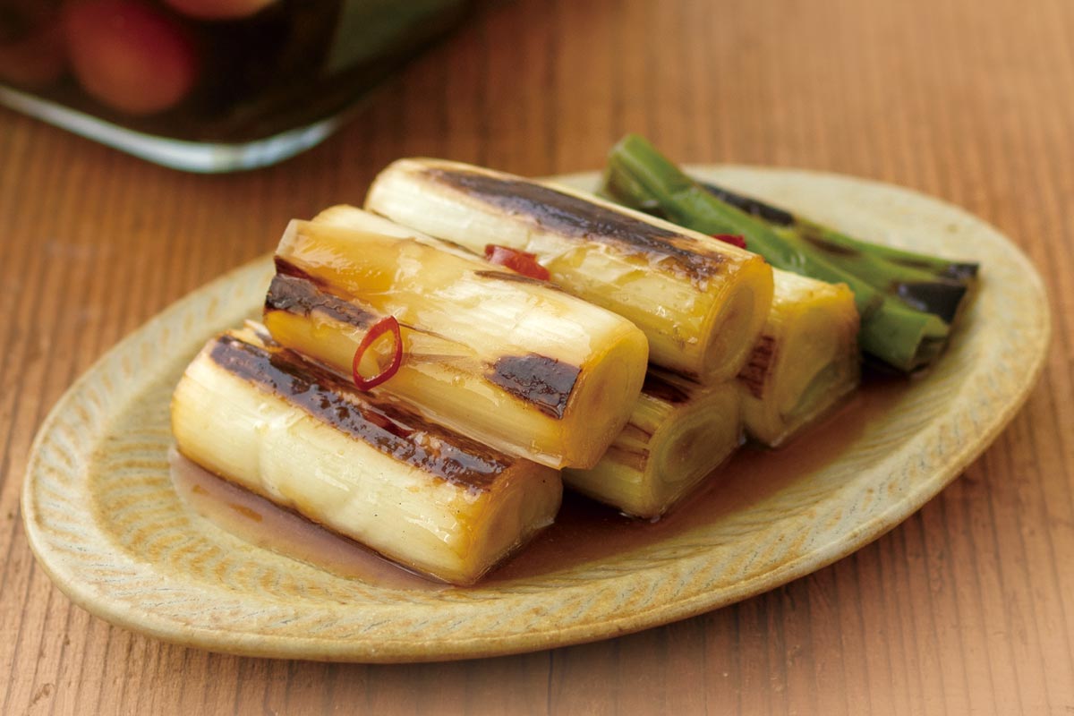 曲がりネギの焼きびたし