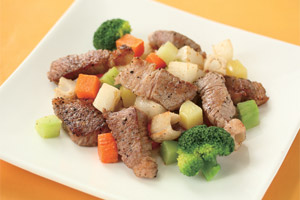 野菜とお肉のコロコロステーキ