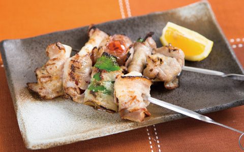 ベーコンのくるくる串焼き