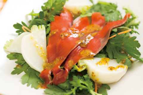 ハニーマスタードサーモンとレインボー野菜のレシピ