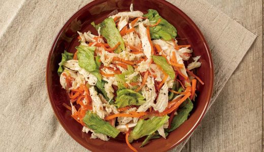 人参と鶏ムネ肉のヘルシーサラダ ほたての贅沢ドレッシング