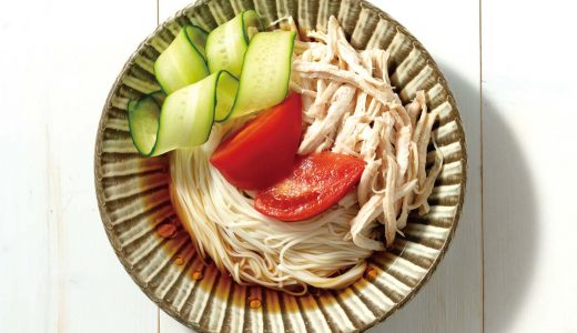 自家製茹で鶏のピリ辛そうめん