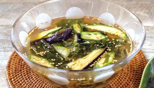 わかめと夏野菜の冷製スープ