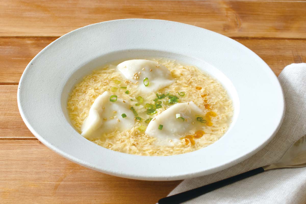 水餃子の中華かき玉スープ