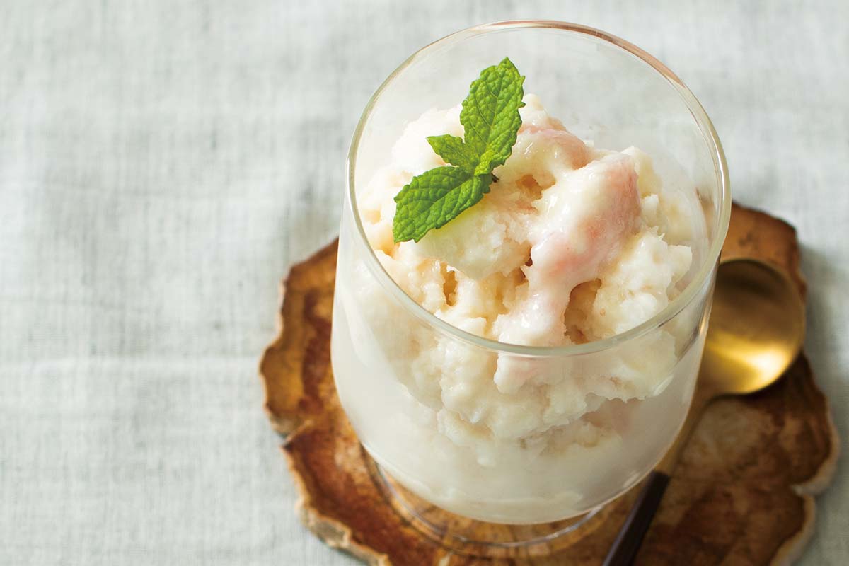 桃と糀甘酒のなめらかシャーベット