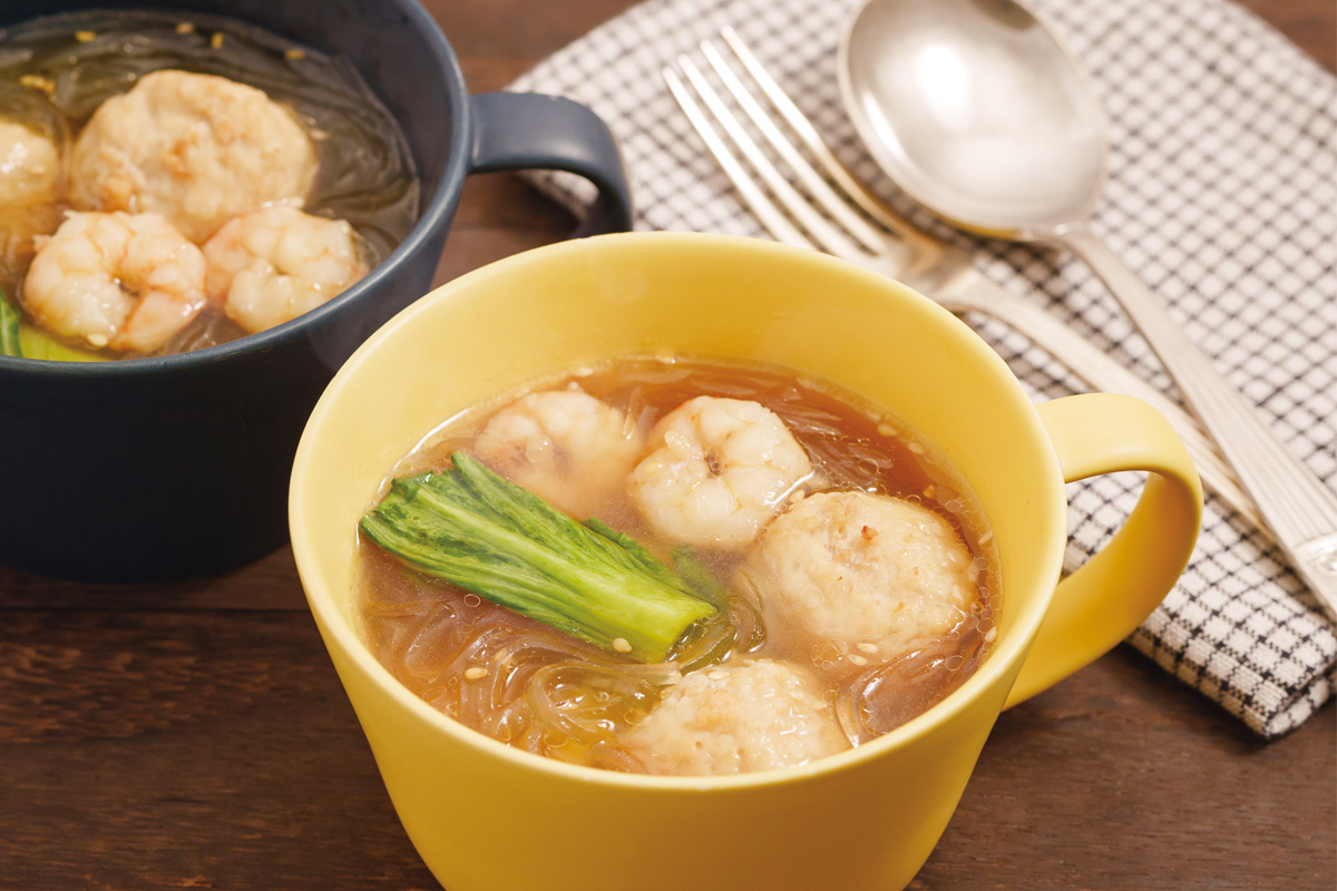 えびと鶏肉団子のごちそう春雨スープ