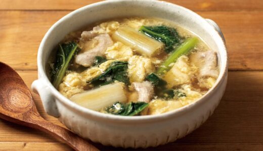 ゆき菜と豚肉の中華風かきたまスープ