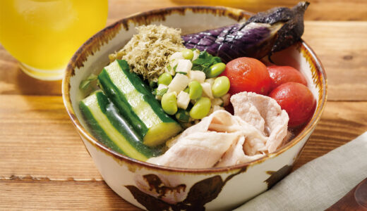 豚しゃぶと夏野菜の冷だし浸し