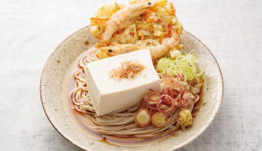 豆腐とかき揚げののっけそば