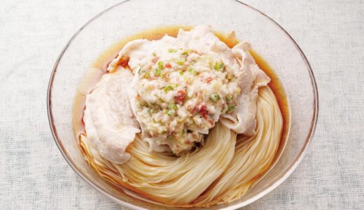 豚しゃぶと梅オクラのたたきそうめん