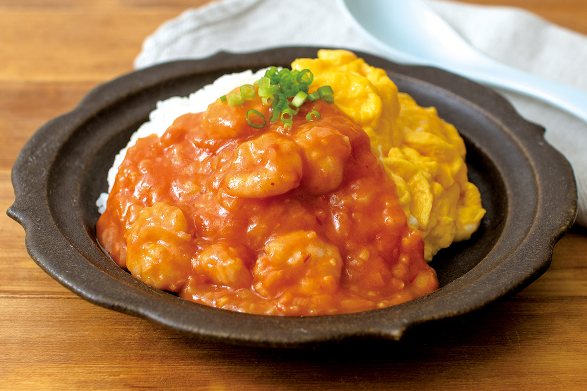 エビチリ玉丼