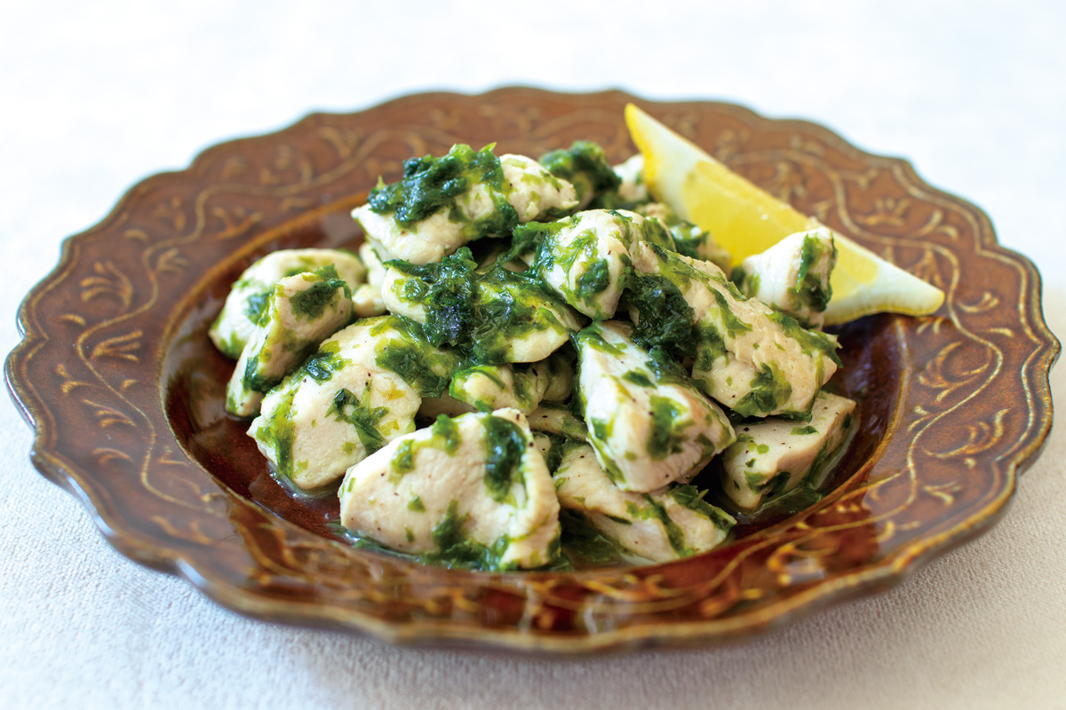 鶏ムネ肉のあおさバター炒め