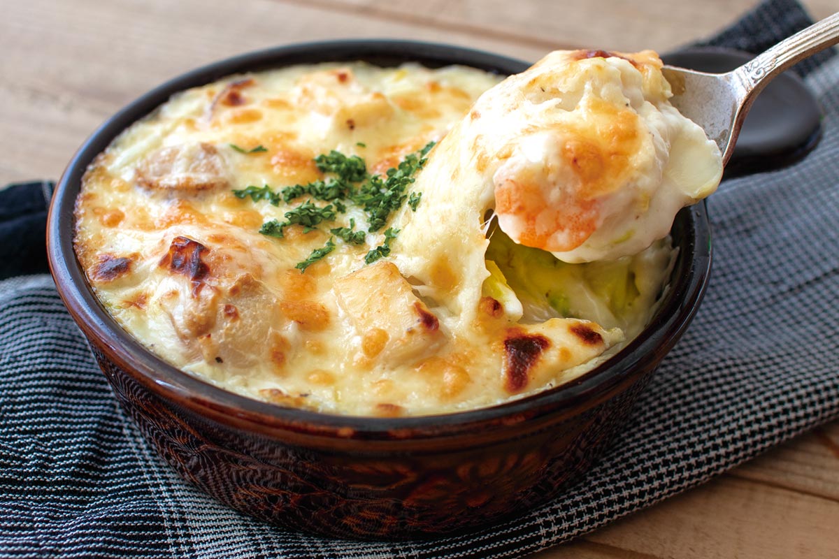 3種の魚介と白菜のグラタン