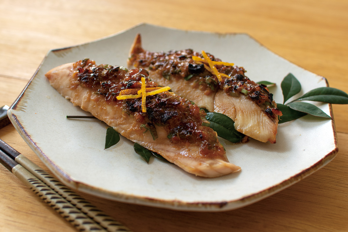 サーモンのネギ味噌焼き