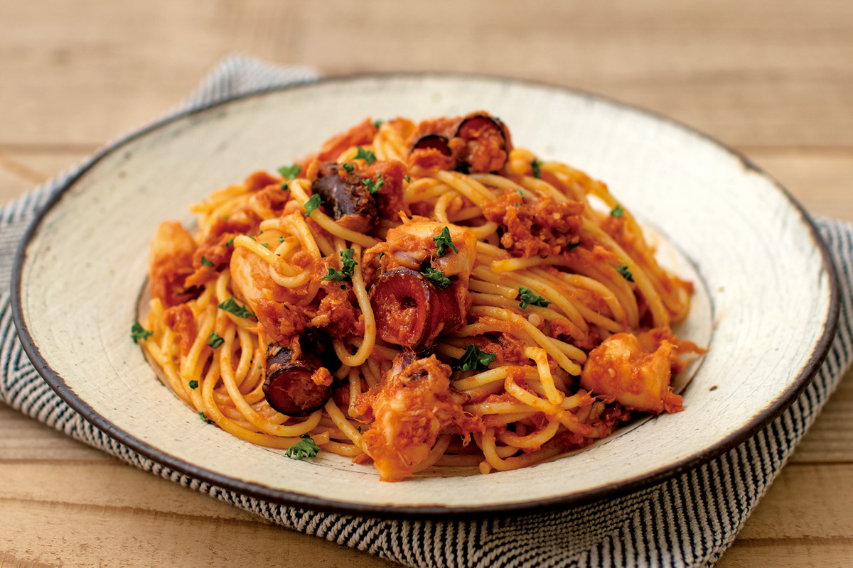 水だことツナのトマトパスタ