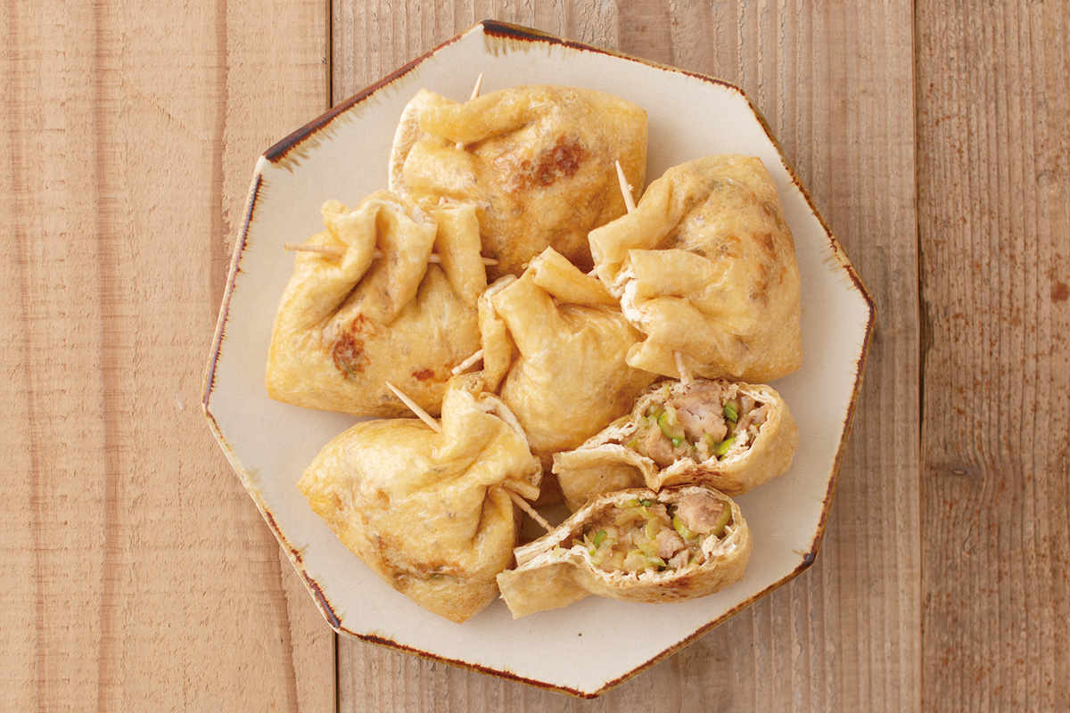 叉焼とネギの巾着包み焼き