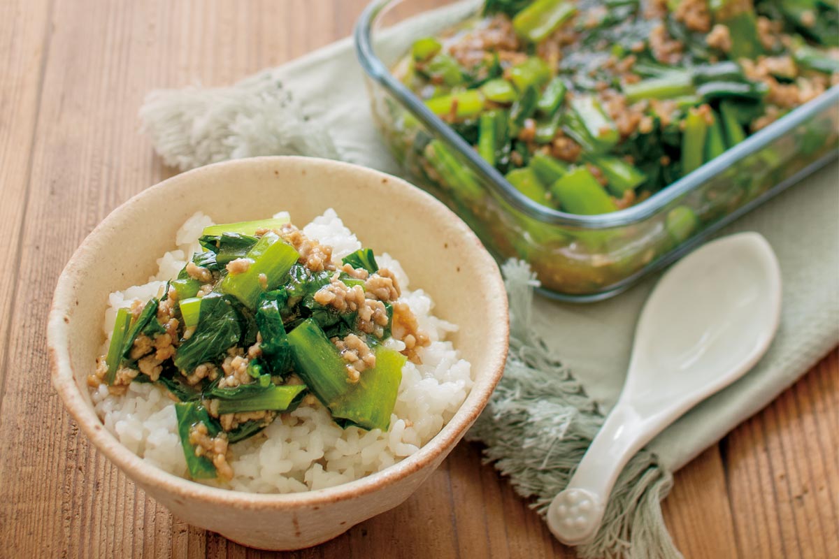 小松菜のそぼろあんかけ