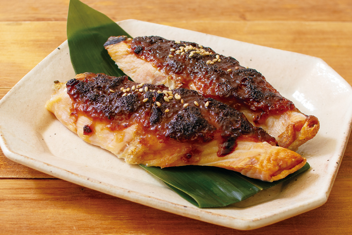 梅シロップを使ったサーモンの梅みそ焼き