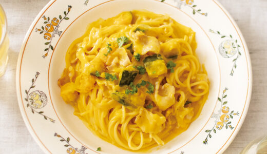 カボチャとベーコンのクリームパスタ
