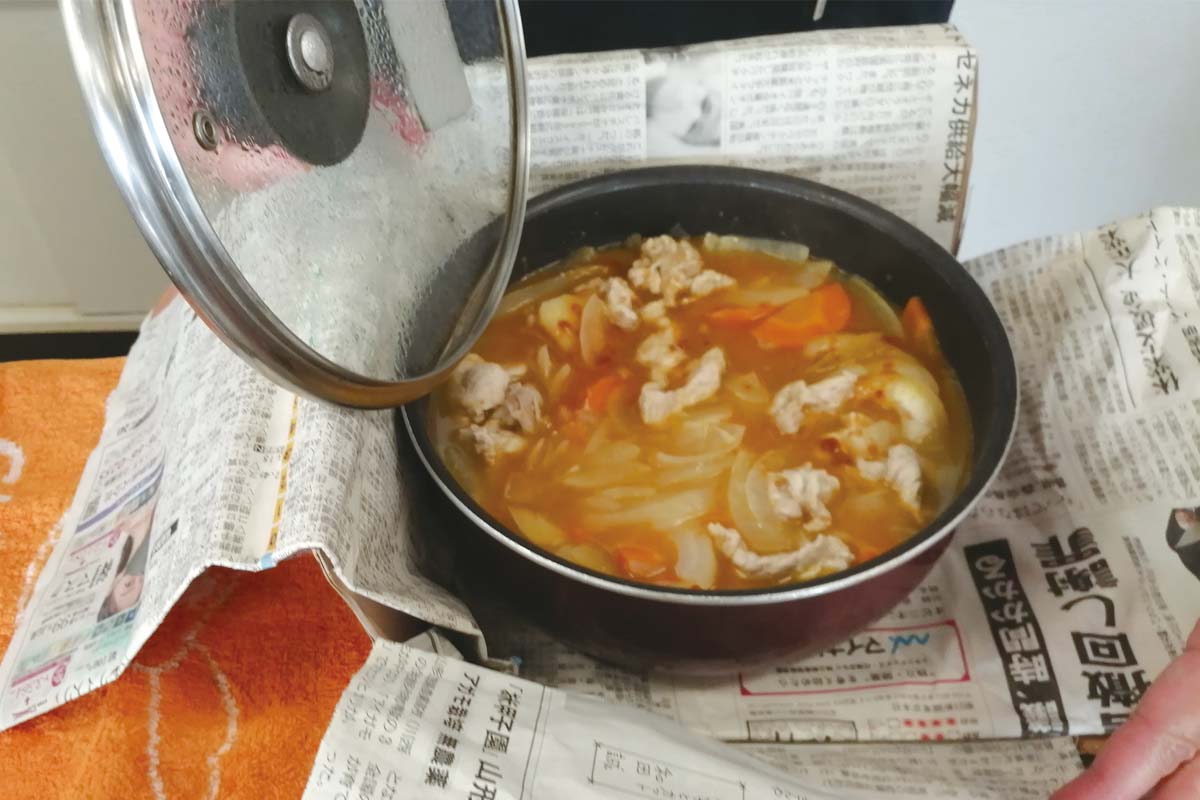 カレーの具も柔らかく煮えて皆さん大成功!