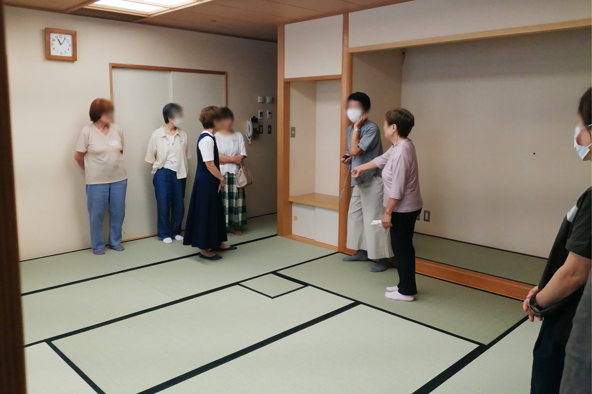 和室を見ながら会場で気を付ける手をお聞きしました。