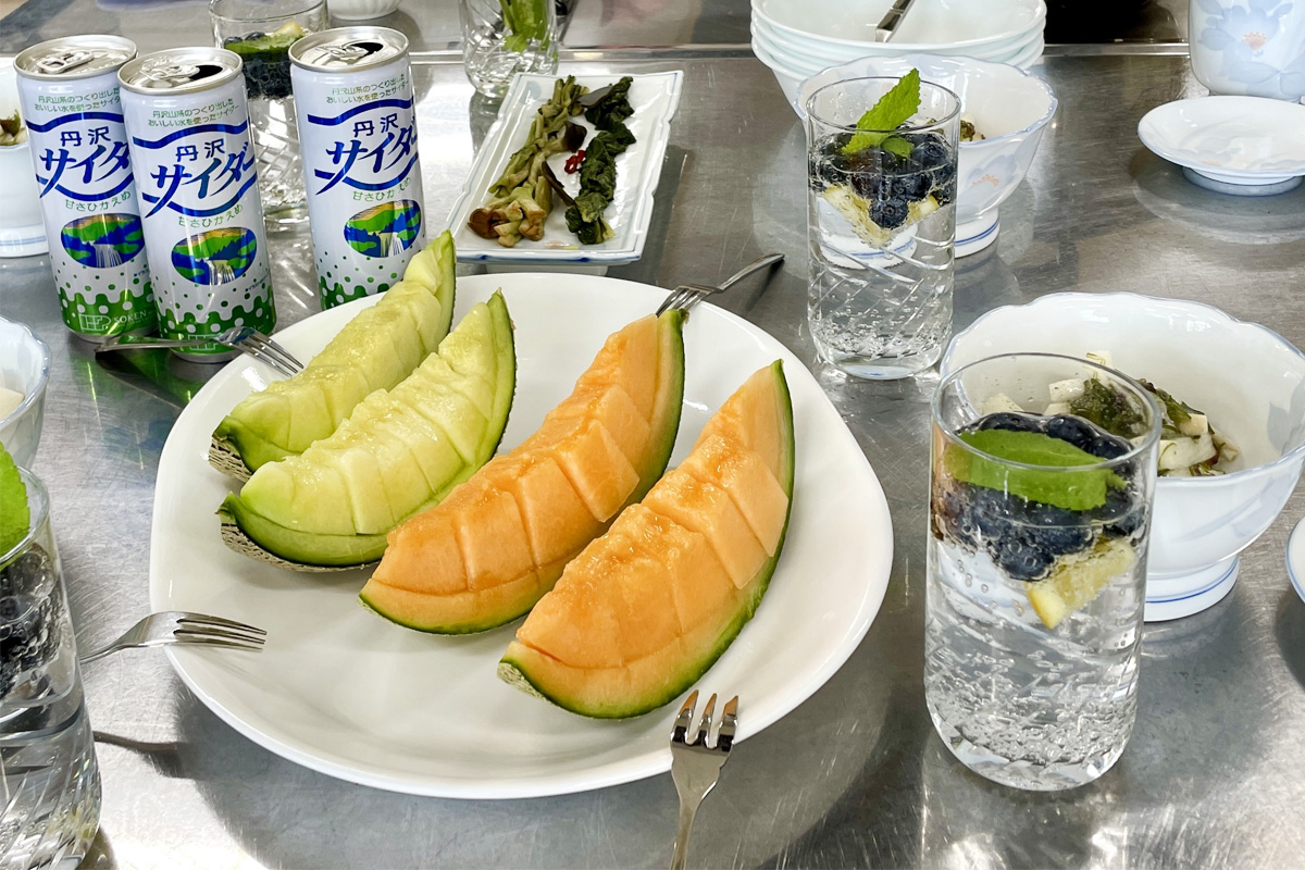 サイダーが涼しげ!2種類のメロン食べ比べもおいしかった♪
