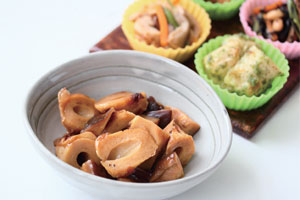 お弁当のおかず用ぼたんちくわと椎茸の甘辛煮