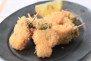 ベビーホタテのミニ串揚げ