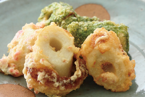 ぼたんちくわの２色揚げ