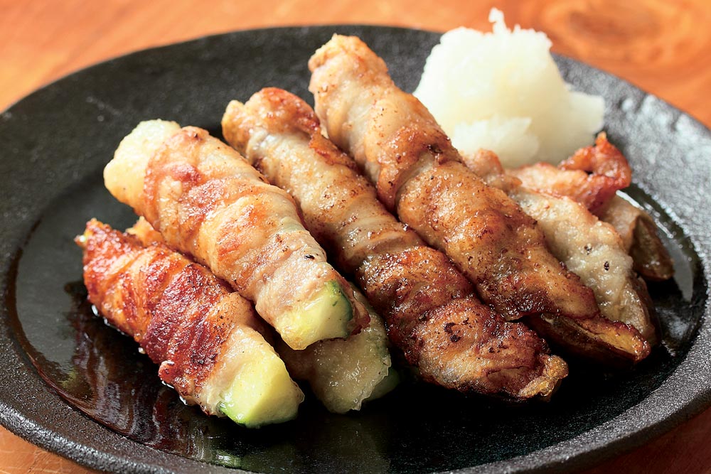 なすとズッキーニの肉巻き