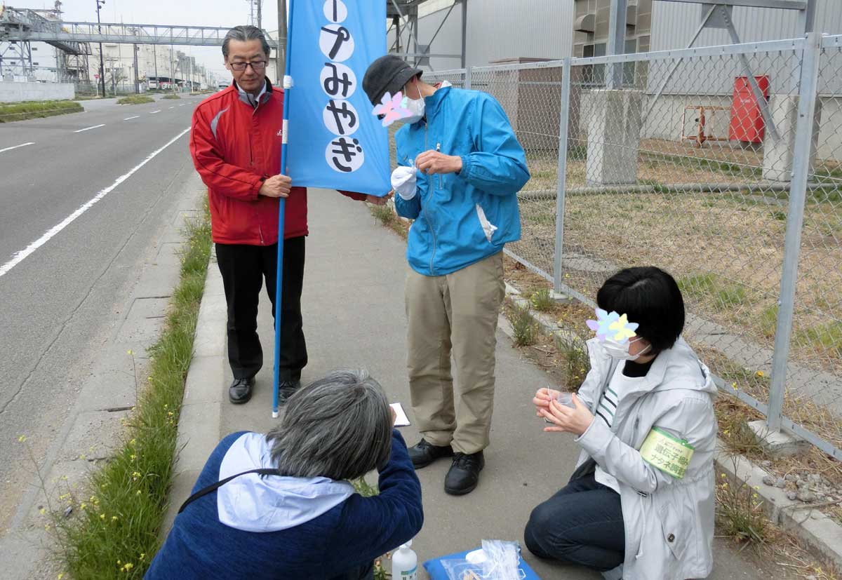 仙台港の飼料会社付近で簡易検査