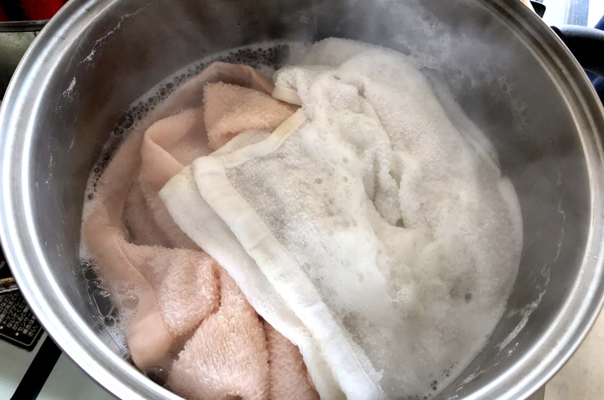 ふきんの煮洗い